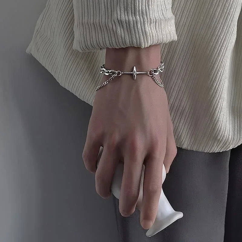 Vintage Star Bracelet – Unisex Punk Multilayer Chain & Link Design