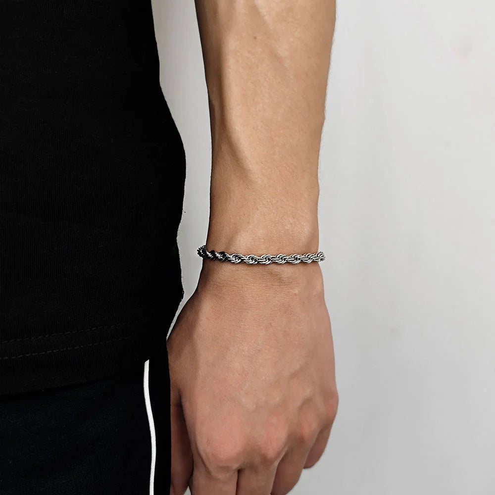 Twisted Stainless Steel Link Bracelet with Lobster Clasp, Everyday Classic