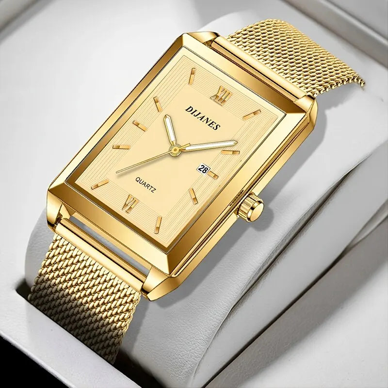 Women's Luxury Quartz Watch – Gold Mesh Band, Ultra-Thin, Elegant Design