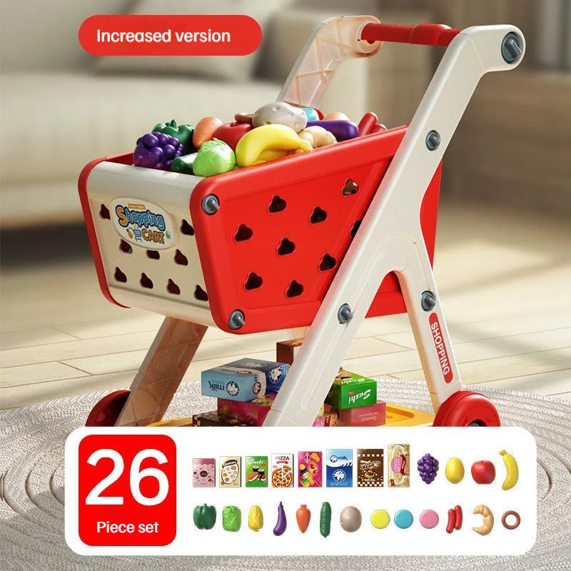 Kids Shopping Cart Toy with Fruits – Educational Pretend Play Set