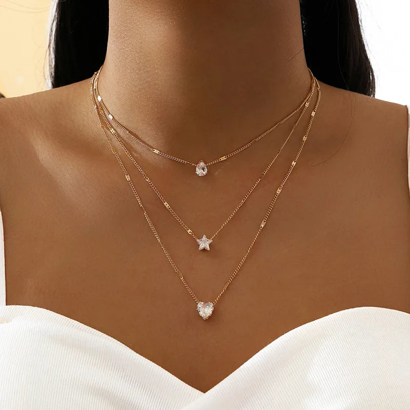 Women's Trendy Multilayer Zircon Pendant Necklace – Elegant Fashion Jewelry