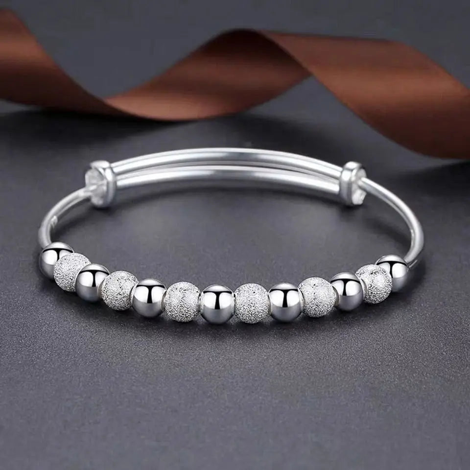 Women's Luxury Silver Beads Bracelet – Adjustable, Elegant Party Jewelry