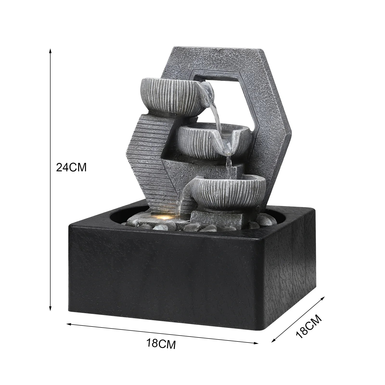Voltsify Cascade Tabletop Fountain with LED Light – Resin Water Feature 50cm