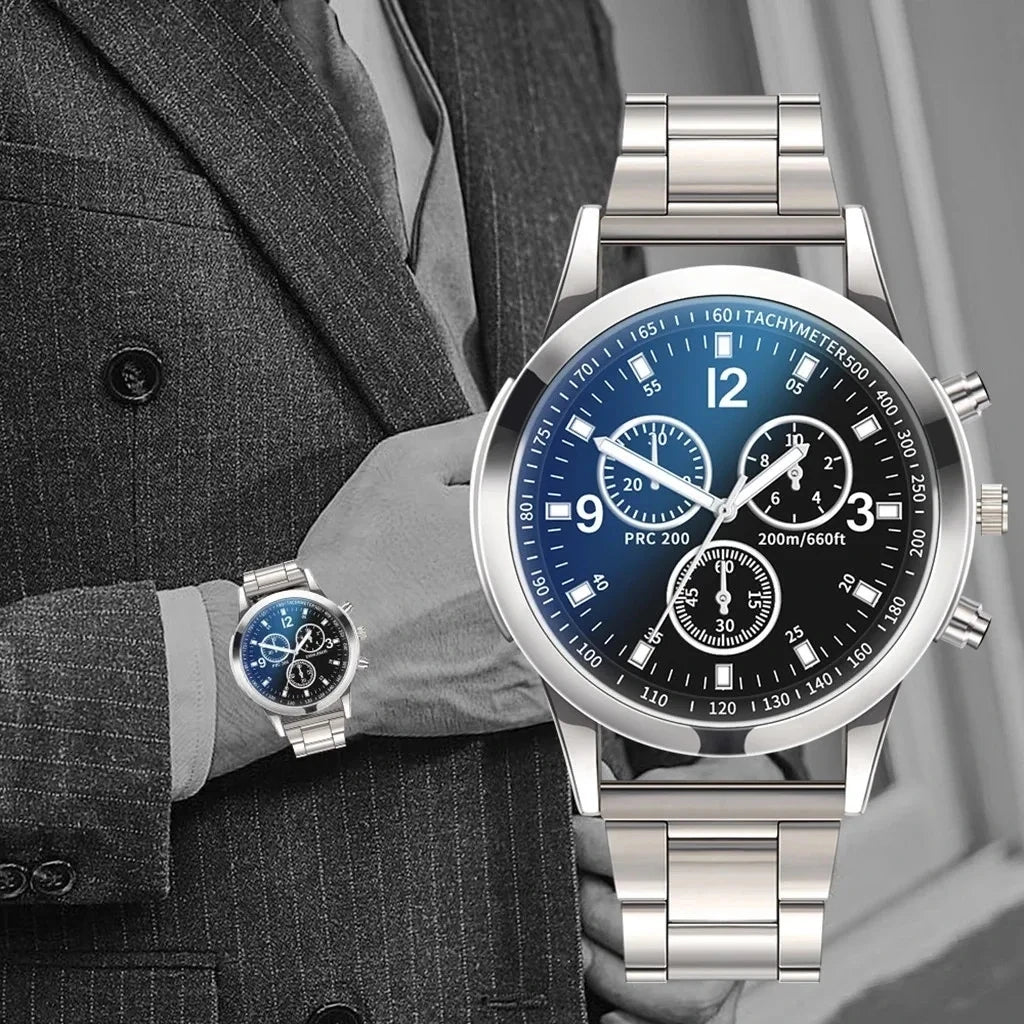 Business-Casual Stainless Steel Quartz Watch with Arabic Dial and Bracelet