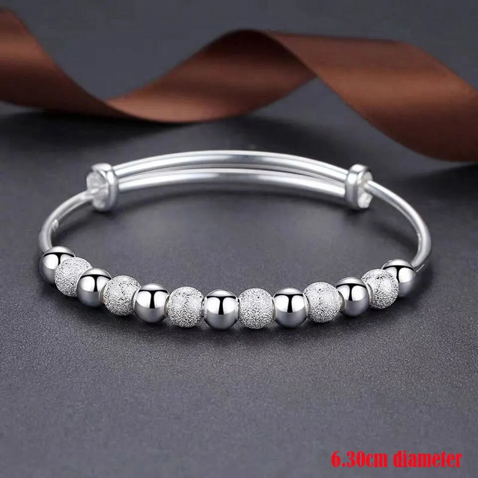 Women's Luxury Silver Beads Bracelet – Adjustable, Elegant Party Jewelry