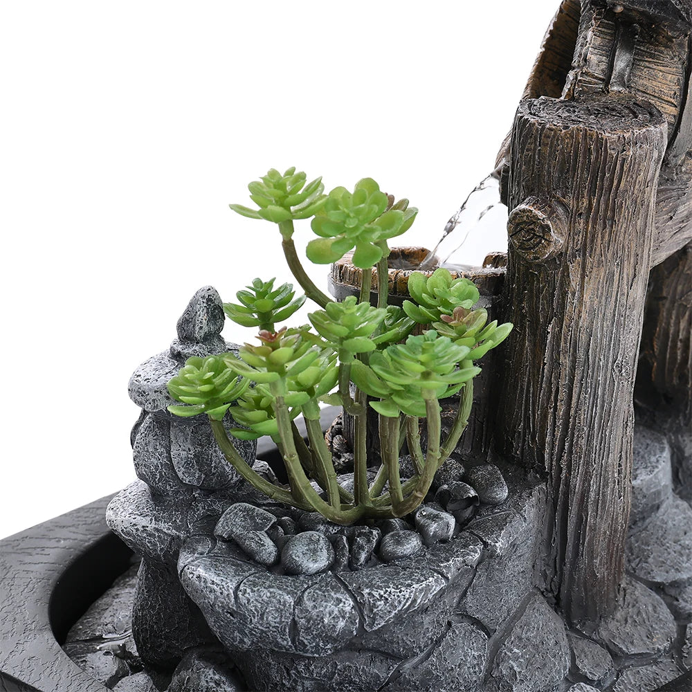 Voltsify Desktop Fountain Decoration with LED Lights – Resin Water Feature