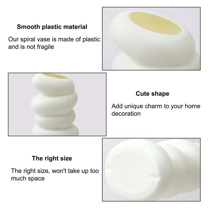 Plastic Spiral White Vase – Nordic Creative Decoration for Home