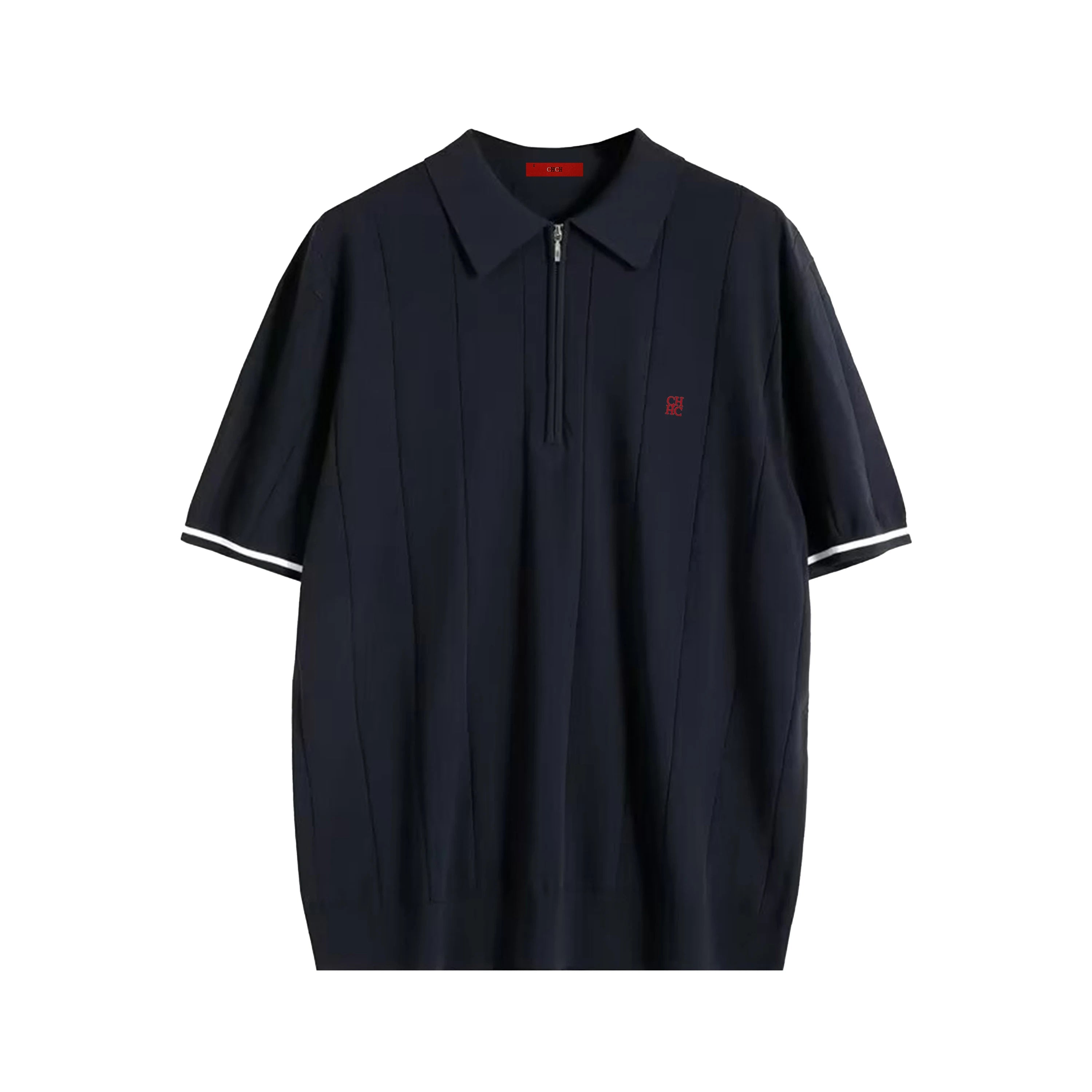 Ribbed Knit Polo Shirt for Men – Breathable Summer Top with Zip Placket