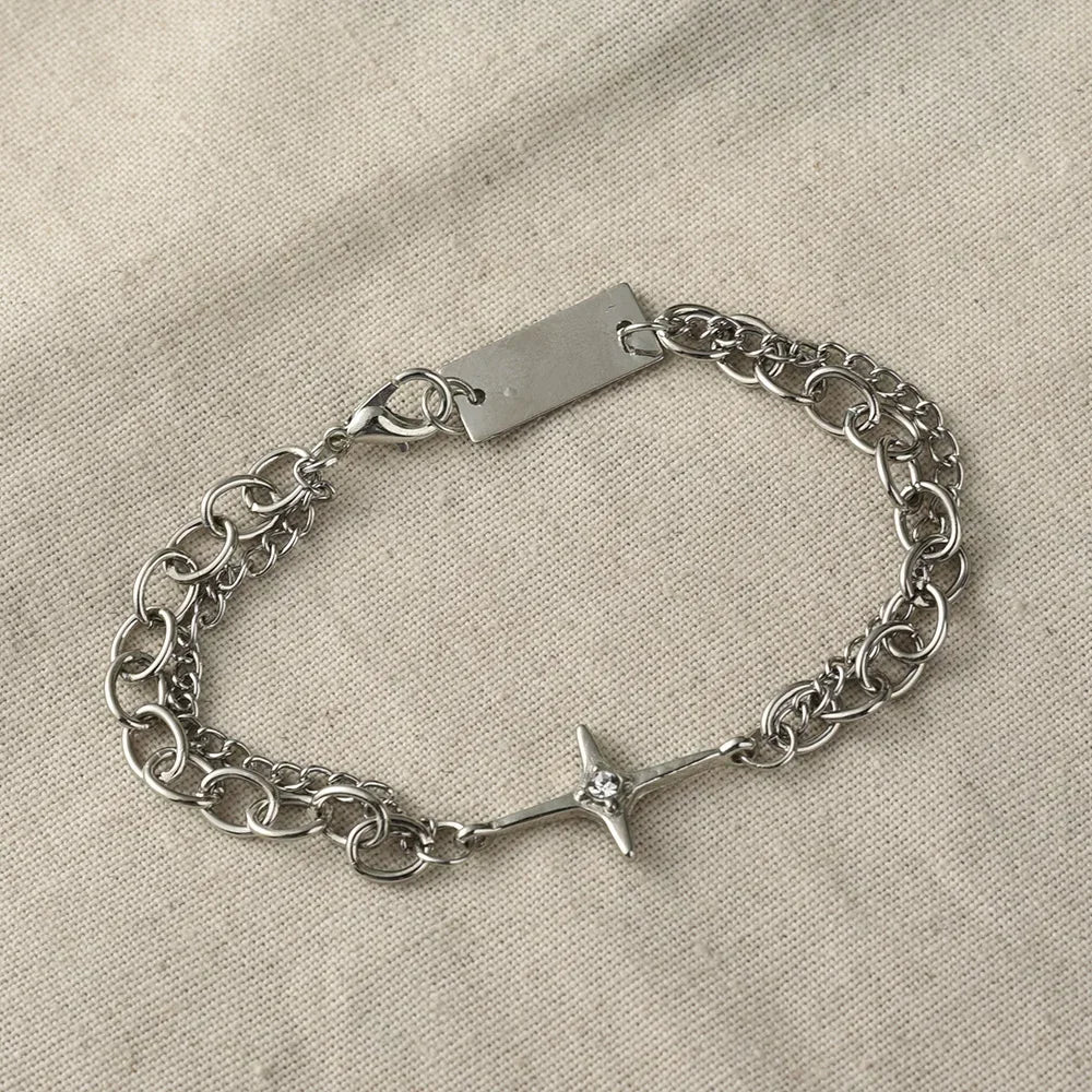 Vintage Star Bracelet – Unisex Punk Multilayer Chain & Link Design