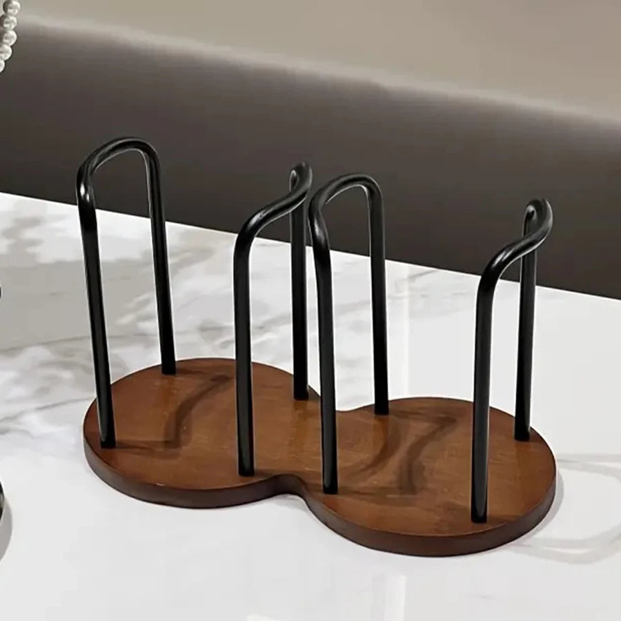 Disposable Cup Storage Holder – Wooden Base Organizer Rack