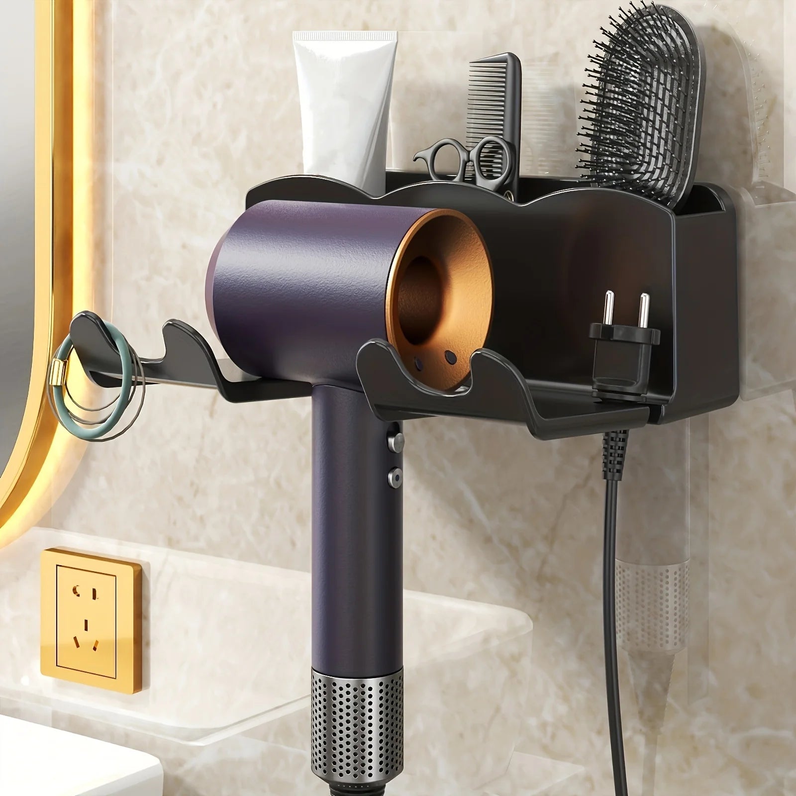 Wall-Mounted Bathroom Organizer – No Drill Storage Rack for Toiletries & Accessories