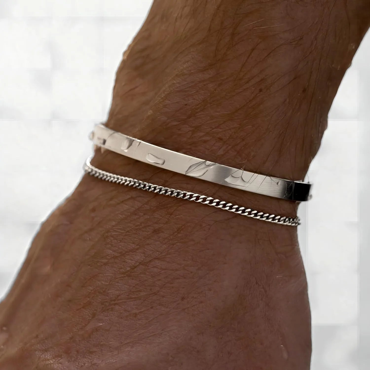 3mm Stainless Steel Cuban Link Open Cuff Bracelet – Adjustable Unisex Minimalist