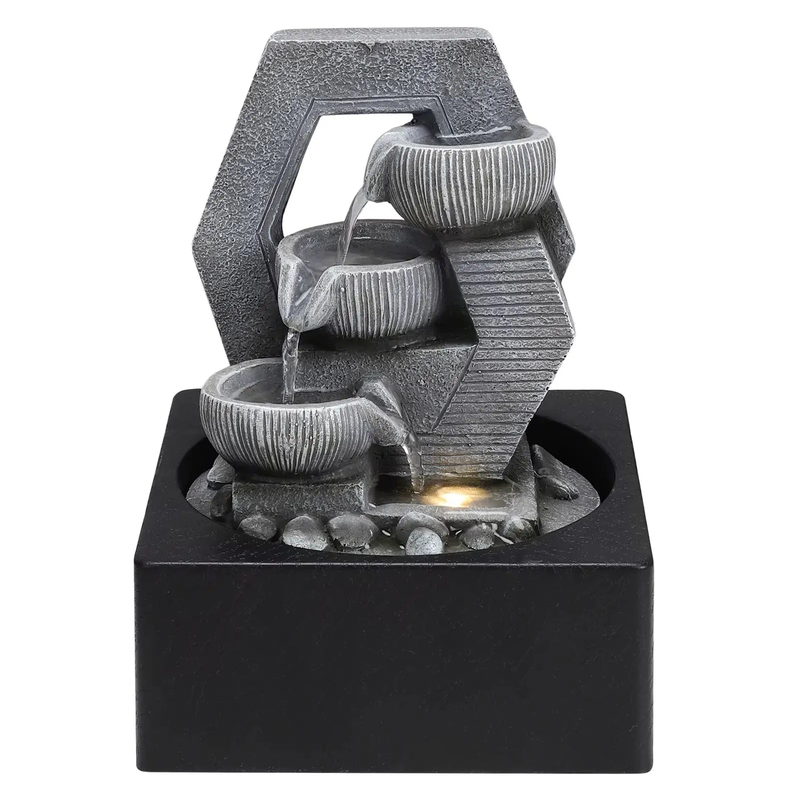 Voltsify Cascade Tabletop Fountain with LED Light – Resin Water Feature 50cm