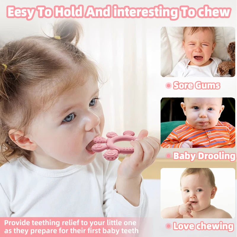 Silicone Baby Teething Ring – Sensory Chew Toy for Gum Relief (0–12 Months)