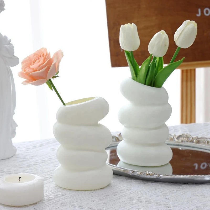 Plastic Spiral White Vase – Nordic Creative Decoration for Home