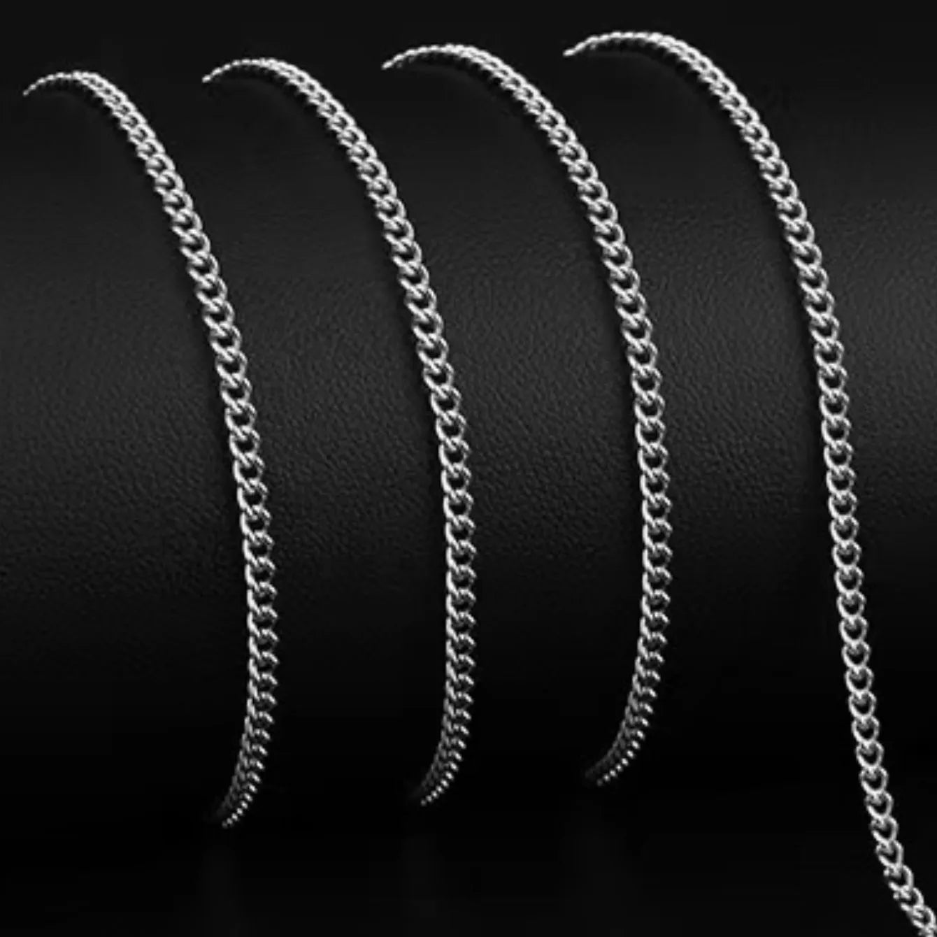 Slim Minimalist Stainless Steel Cuban Link Chain Necklace, 3 mm, 40 cm