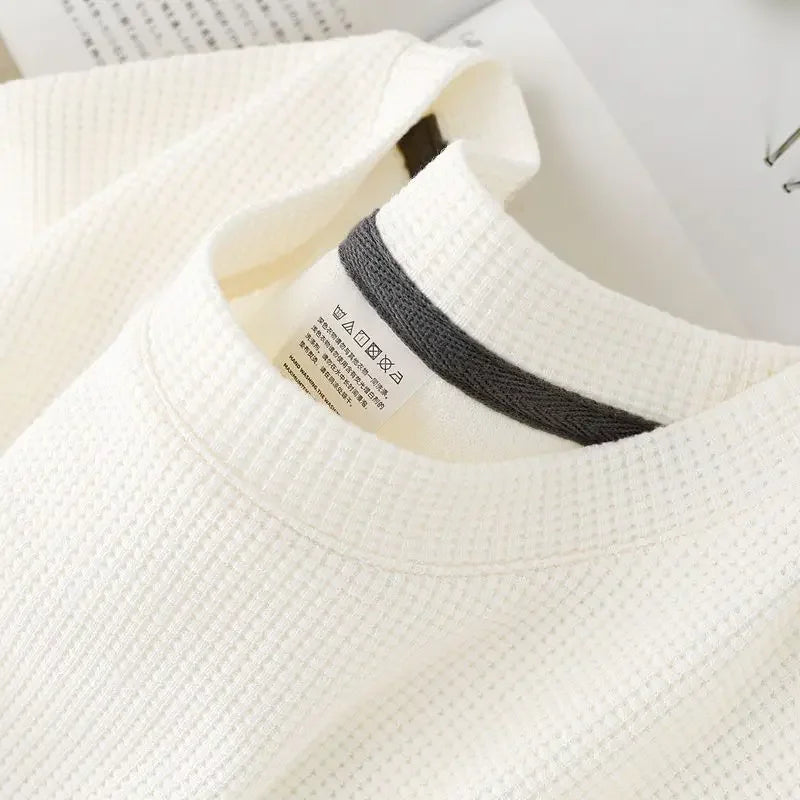 Men’s Waffle-Knit Breathable Short-Sleeve T-Shirt, Round Neck – Soft Casual Summer