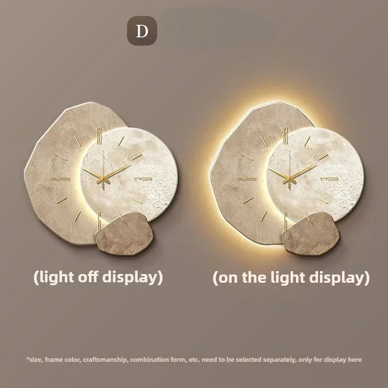 European Premium Wall Lamp Clock with LED Light – Beige Wall Clock Lighting Fixture