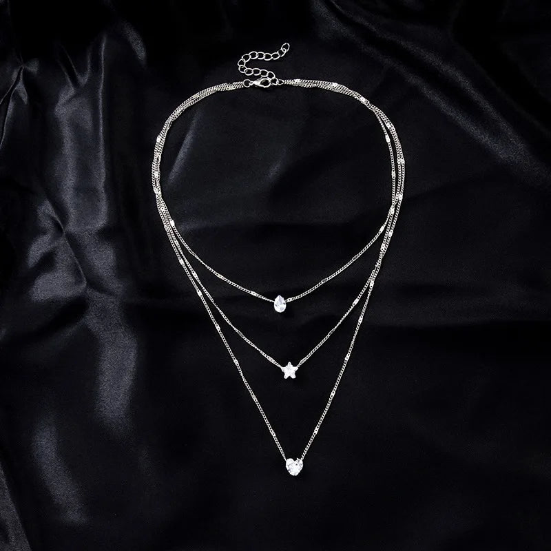 Women's Trendy Multilayer Zircon Pendant Necklace – Elegant Fashion Jewelry