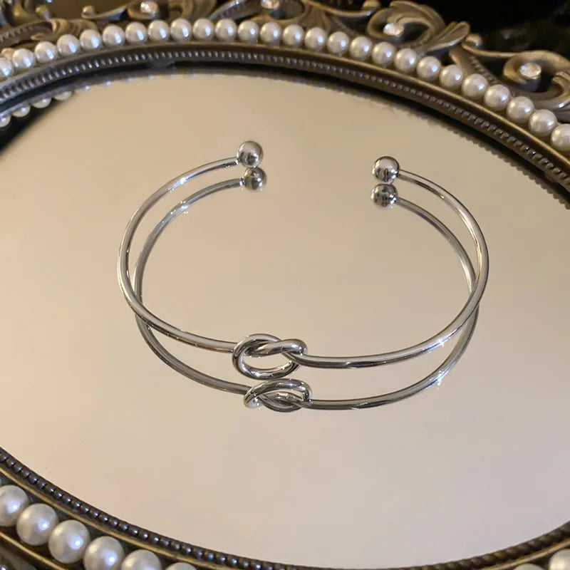 Minimal Knot Open Cuff Stainless Steel Bangle