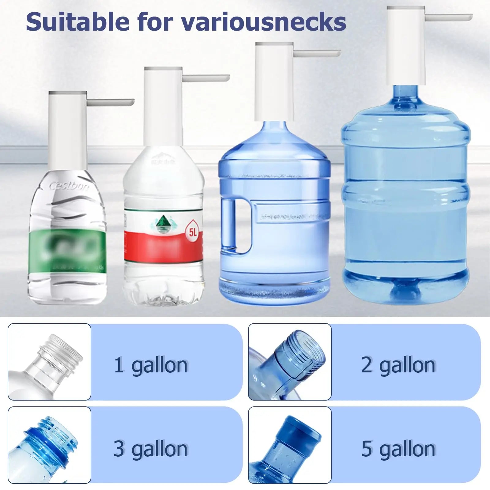 Water Bottle Dispenser, Universal Foldable Automatic Water Bottle Pump with Display